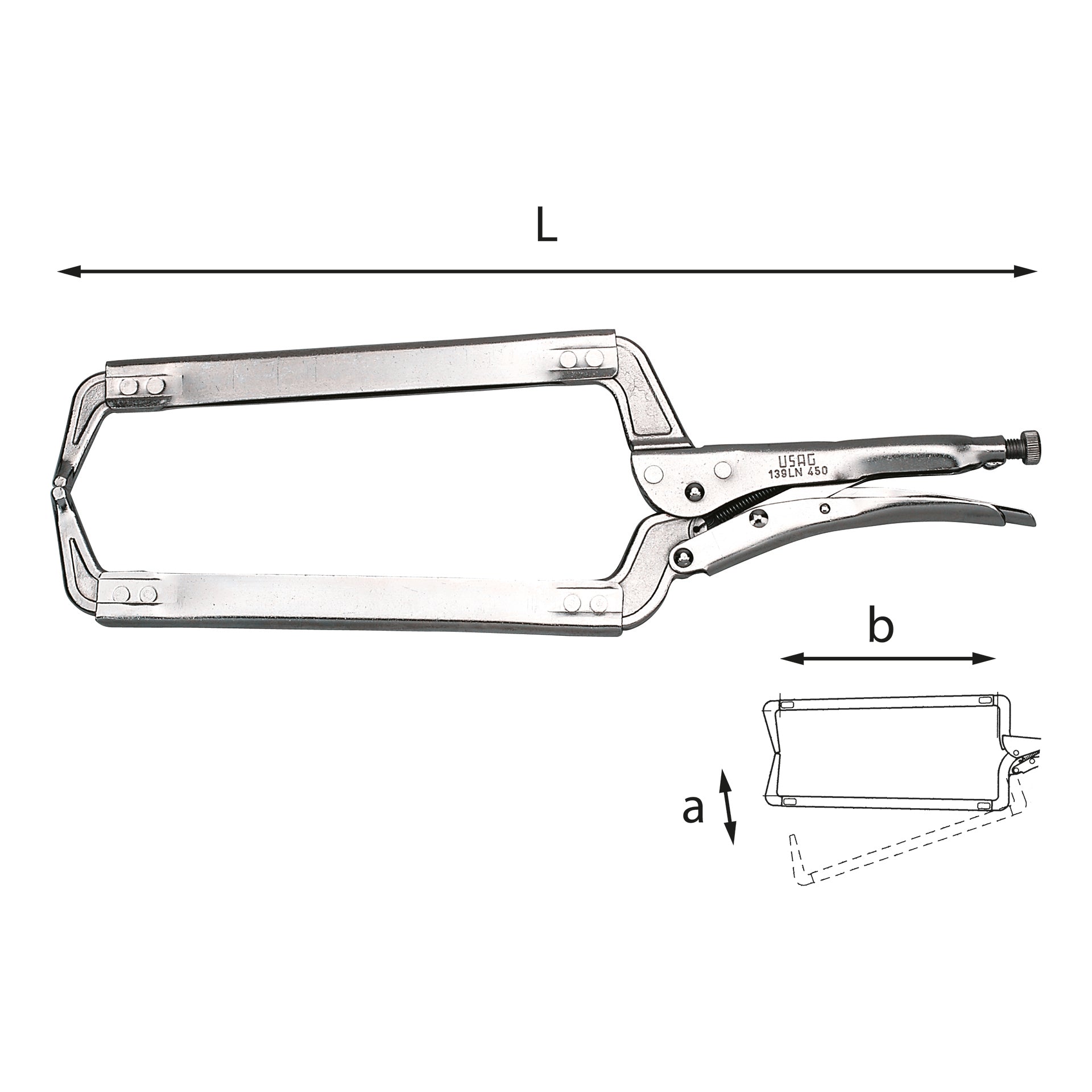 139 LN - Self-locking adjustable pliers with long swan neck jaws - Usag - U01390003 139 LN - Self-locking adjustable pliers with long swan neck jaws - Usag - U01390003